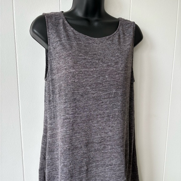 Eileen Fisher Linen Charcoal Asymmetrical Mini Dress/Tunic | Size Small - Picture 2 of 8